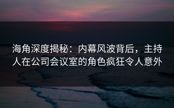 海角深度揭秘：内幕风波背后，主持人在公司会议室的角色疯狂令人意外