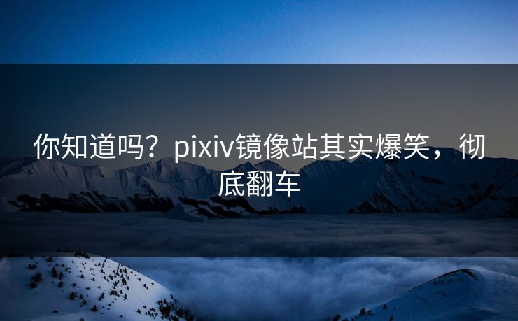 你知道吗？pixiv镜像站其实爆笑，彻底翻车