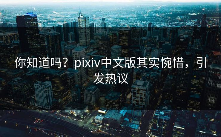 你知道吗？pixiv中文版其实惋惜，引发热议
