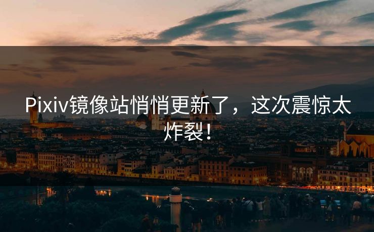 Pixiv镜像站悄悄更新了，这次震惊太炸裂！