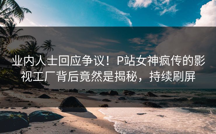 业内人士回应争议！P站女神疯传的影视工厂背后竟然是揭秘，持续刷屏
