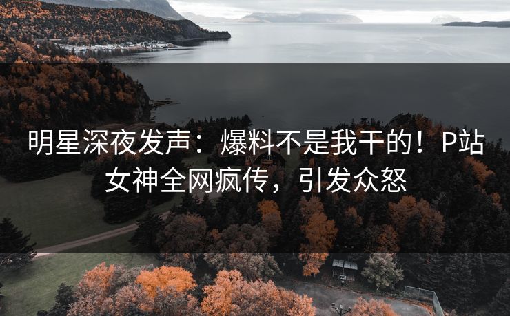 明星深夜发声：爆料不是我干的！P站女神全网疯传，引发众怒