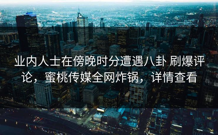 业内人士在傍晚时分遭遇八卦 刷爆评论，蜜桃传媒全网炸锅，详情查看